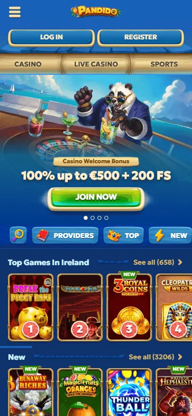 Pandido Casino mobile browser experience