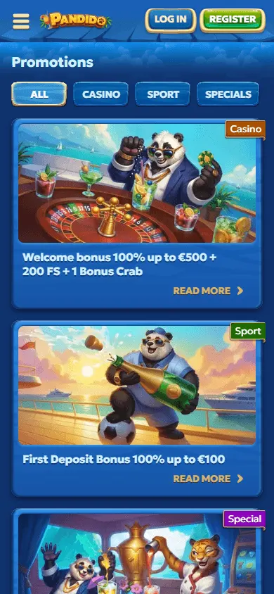 Pandido Casino mobile promotions